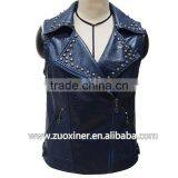 Lady Imitation Snakeskin Leather pu Waistcoat With Metal Zip and Snap on Front thumbnail-1