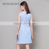 Maxnegio Online Shop Blue Pleated Dress Pictures of Elegant Casual Dresses thumbnail-5