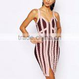 Fashionable Couture Bandage Dress With Pleat Detail Midi Dress With Zipper In Front Bodycon Dress V Neck With Straps thumbnail-3