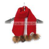 Myfur New Design Removable Raccoon Fur Pom Pom Knitted Scarf Real Fur Knitted Kids Scarf thumbnail-2