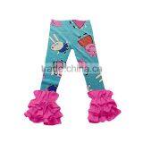 Giggle Moon Latest Design Fall and Winter Cartoon Printing Children Pants Girls Cotton Triple Ruffle Pants Wholesale thumbnail-1