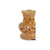 Hand Carved Wooden Vase Jungle Work India Fair Trade Art thumbnail-1