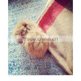 Classic Jacquard Cashmere Checked Plaid Acrylic Long Pompom Plush Ball Scarf thumbnail-5