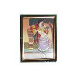 Lady Standing With Pillar & Pigeon in Hand, Painting in Gem Art Craft thumbnail-1
