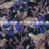 Rayon fabric printed with embroidery and metallic