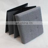 Gray Modern Fabric Linen Ottomans Storage Box Stool High Quality Homely Supply Ottoman Saving Space thumbnail-4
