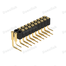 Dnenlink 2.54mm Pitch Dual Row H4.0mm Concave Contact Right Angle Female Header DIP Type PogoPin Header thumbnail-3