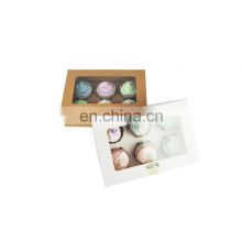 Kraft Paper Box Holes Cupcake Box with Window Dessert Macaron Cookies Candy Snacks Packing for Gift Party