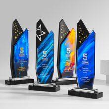 New Arrival Crystal Trophy Custom Content High Standard K9 Crystal Color is Rich Business Gift Crystal Glass Trophy thumbnail-2