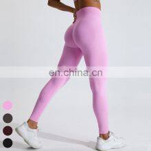 Custom Peach Hip V-Arc Waisted Running Sports Leggings Scrunch Butt High Waist Fitness Pants Seamless Yoga Leggings For Women thumbnail-4