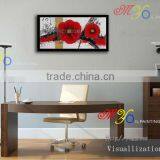 Hand Painted Red Flower Modern Home Decorative Canvas Wall Art Framed Oil Painting Wz-289 thumbnail-3