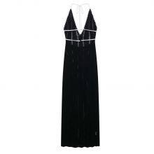 Ins European and American V-neck Hanging Neck Backless Knitted Beach Dress With Hollow Out Sexy Slim Fit Strap Beach Dress, Long Skirt for Women thumbnail-3