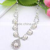 Ladies Sterling Silver Fancy Diamond Necklace Designs for Women Simple Elegant Wedding Dress Set thumbnail-4