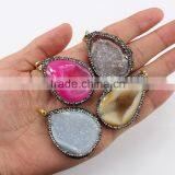 JF6902 Hot Crystal Pave Sparkly Geode Agate Druse Druzy Pendants Quality Choice thumbnail-2