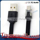 Led Light Double Color Usb 2.0 Weave Data Cable For Samsung S4 For Sony Z3 thumbnail-6