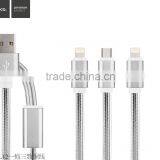 HOCO UPL12 3 IN 1 Cable Metal TPE 3 IN 1 Cable For Iphone/Micro Phone/Type c Device thumbnail-3