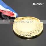 Blue White Red Color Ribbon Belt Custom Wholesale Celebration Souvenir Sports Meeting Blank Alloy Metal Gold School Medal
