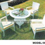 White Wicker Rattan Dining Set Patio Furniture thumbnail-3