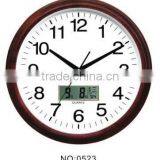 Lcd Calendar and Large Size Plastic Analog Wall Clock