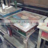 Reclaimed Wood Brass Fiitted Center Table Supplier