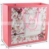 Korean exquisite gift bags Designer handbag Powdery bottom small broken flower Bowknot large paper bag