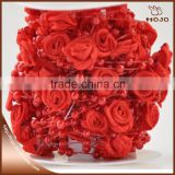 Hot sale handmade rose flower DIY accessories preal bead chain for wedding