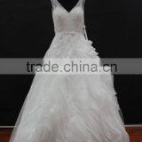Factory Real Sample! High Quality Two Tulle Straps Nice Design Organza Ruffle Skirt Lace Wedding Dress thumbnail-1