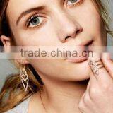 Cheap Wholesale Fashion Crystal Hollow Rhombus Gold Alloy Ring Multi Layered Gold Ring thumbnail-2