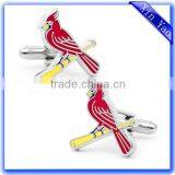 2015 Best seller bird shaped enamel silver customized cufflink