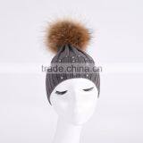 100% Cotton Customized Unisex Knitted Hats Winter Beanie Hat With Fur Ball KZ160087 Supplier's Choice thumbnail-2