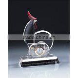 2016 Graceful Cock Model Crystal Clock With Crystal Base