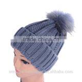 Colorful Solid Warm Woolen Cotton Beanie With Removable Top Ball thumbnail-2