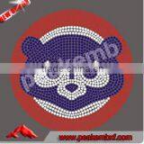 Wholesale DMC Rhinestone Cubs Tranfers Iron on Motif Chicage Design for Clothing