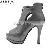 Stylish Shinny Upper Golden Lock Open Toe Ladies Thin High Heel Sandals thumbnail-1