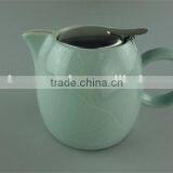 Hot Sale Stock Cheap Ceramic Colorful Round Tea Pot With Stainless Steel Lid thumbnail-3