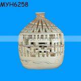 Vintage Chinese Round Ceramic Candle Lantern thumbnail-1