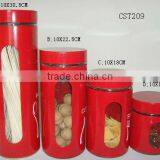 Red Spraying Plastic Cylinder Glass Mason Jar With Window thumbnail-1