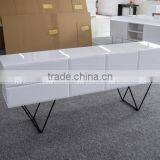 TALL WHITE LACQUER TV CABINET WITH FIVE DRAWERS E-828 thumbnail-2