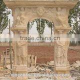 Outdoor Home Decoration Stone Carving Arch Door Marble Frame With Figure Design thumbnail-3