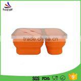 Hot Selling Food Grade Portable Collapsible Silicone Lunch Box,Double Lattice Silicone Food Containers thumbnail-2