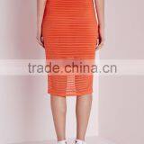 High Quality New Design Lady Stripe Mesh Midi Skirt thumbnail-3