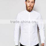 2016 Latest Design Long Sleeve Chest Pocket 98% Cotton 2% Elastane Soft Poplin Slim Fit Casual White Solid Mens Business Shirts thumbnail-1