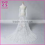 R02: Corzzet OEM Products White Chiffons Lace Long Sleeves Applique Long Robe thumbnail-2