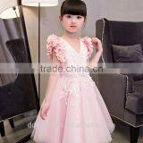 2017 New Style Girls Fancy Dress Embroidery Fabric Pink Kids Party Dress thumbnail-5