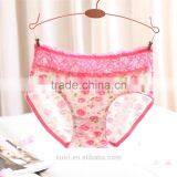 Ladies Mid Waist Underwear Sexy Lace Printing Briefs Pants Hollow Women Underwear thumbnail-5