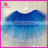 Children Kids Umbrella Skirt Three Ruffles Bling Sparkle Stage Ballroom Performance Tutu Skirt thumbnail-1