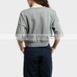 China Fashion Design Hoddies Half Sleeve Crew Neck Grey Color Women's Hoddies thumbnail-2