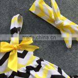 Little Girls Boutique Remake Clothing Sets Infant Girl Clothes Baby Gold Chevron Navy Swing Tops Heart With Matching Headband thumbnail-2