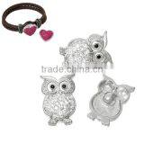 Zinc Based Alloy & Polymer Clay Buttons Fit Snap Button Bracelets Halloween Owl Silver Tone White Clear Rhinestone thumbnail-3