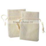 Velvet Jewelry Bags Drawstring Rectangle Ivory 91x67mm thumbnail-3